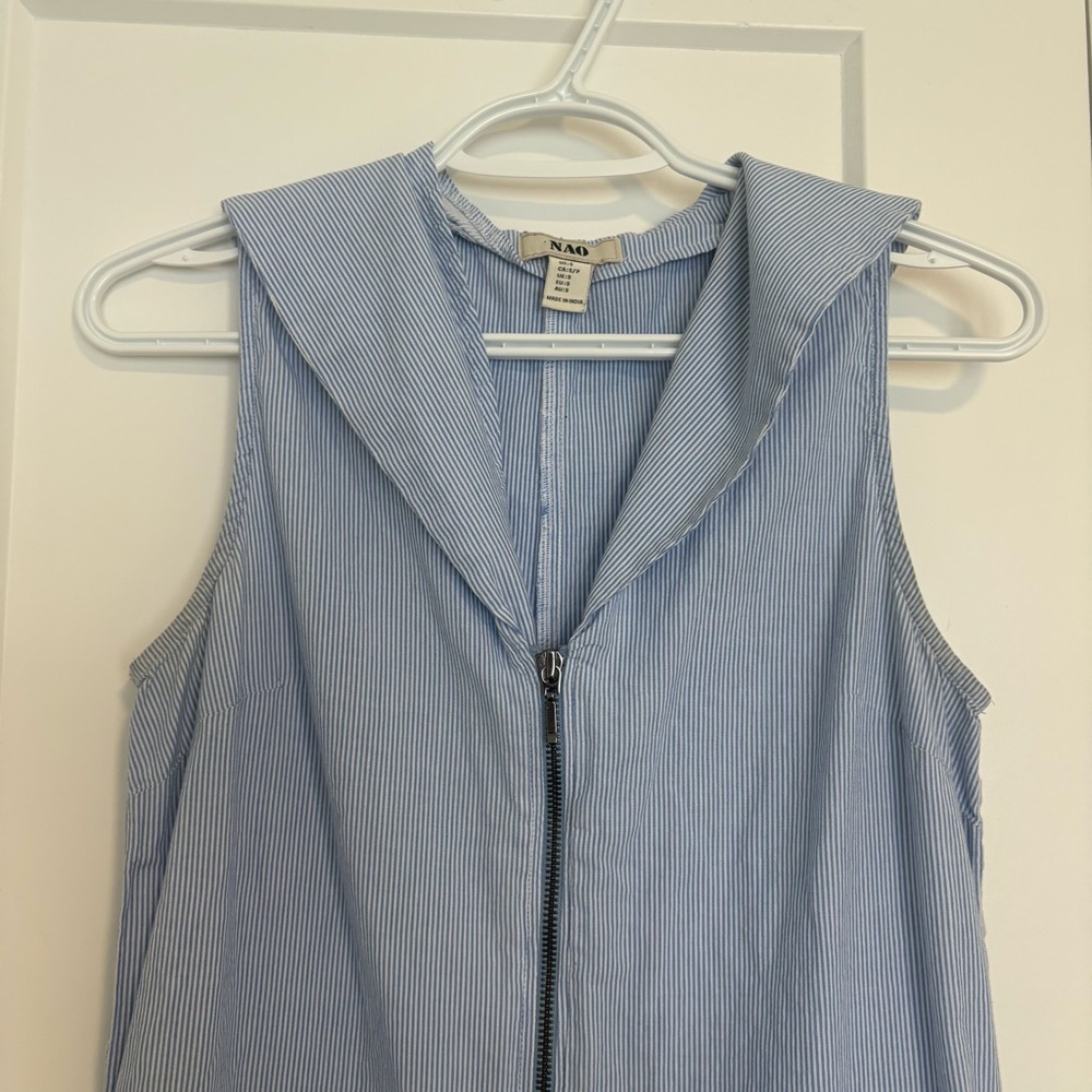 Nao‎ Sleeveless Blue & White Striped Straight Leg Jumpsuit Women’s Size Small - Picture 3 of 16